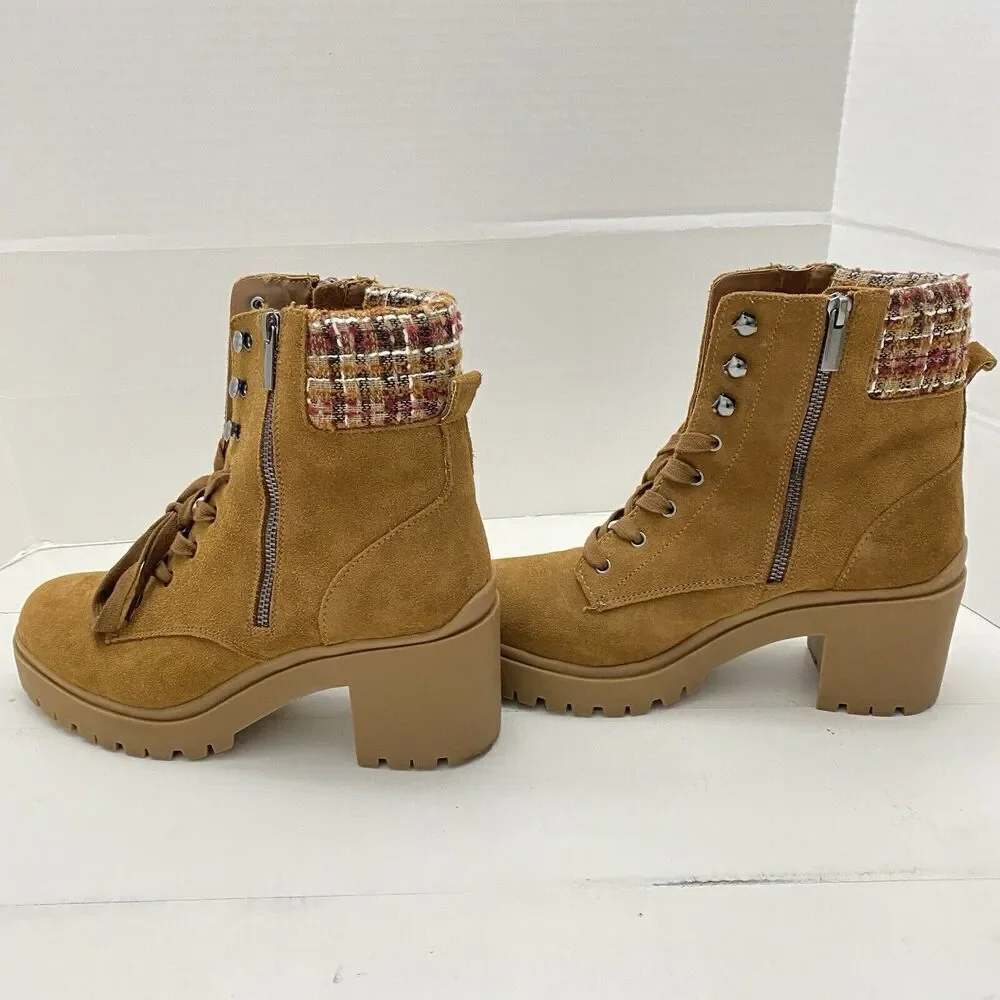 Steve Madden Jaydin-F Brown Suede Platform Boots Women's size 9.5M side zipper